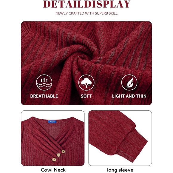 Plus Size Sweater Dressy Casual V-Neck Long Sleeve Pullover for Fall - Picture 5 of 6